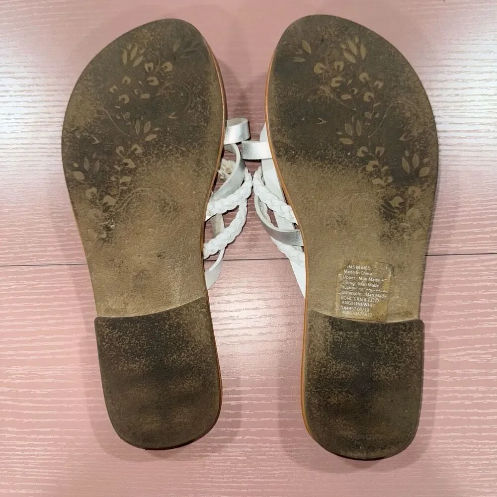 Sonoma Goods for Life White & Tan Flip Flop Sandal Thongs Size medium
